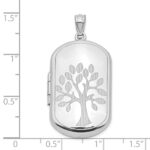 Sterling Silver Rhodium-plated 30mm Polished Tree Rectangular Locket - Image 5