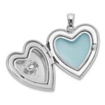 Sterling Silver Rhodium-plated Satin Diamond & Vibrant CZ Heart Locket - Image 4