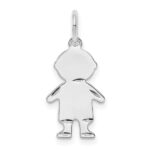 SS Rh-plt D/C Engraveable Boy Polished Front/Satin Back Disc Charm
