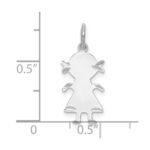 SS Rh-plt D/C Engraveable Girl Polished Front/Satin Back Disc Charm - Image 3