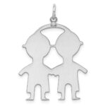 SS Rh-plt Engraveable Boy/Boy Polished Front/Satin Back Disc Charm - Image 4