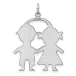 SS Rh-plt Engraveable Boy/Girl Polished Front/Satin Back Disc Charm - Image 4