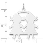 SS Rh-plt Engraveable Girl/Girl Polished Front/Satin Back Disc Charm - Image 3