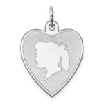 Sterling Silver Rhodium-plated Engraveable Girl Disc Charm