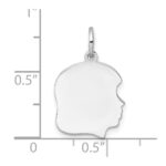 Sterl Silver Rh-plt Engraveable Girl Polished Front/Satin Back Disc Charm - Image 3