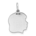 Sterl Silver Rh-plt Engraveable Girl Polished Front/Satin Back Disc Charm - Image 4