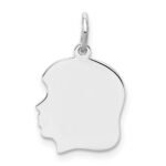 Sterl Silver Rh-plt Engraveable Girl Polished Front/Satin Back Disc Charm