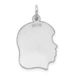 Sterling Silver Rhod-plate Eng. Girl Disc Charm Polish on Front/Back - Image 4