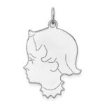 Sterl Silver Rh-plt Engraveable Girl Polished Front/Satin Back Disc Charm