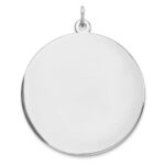 Sterling Silver Rhod-plated Eng. Rnd Polish Front/Satin Back Disc Charm
