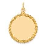 SS Gold Plate Engraveable Round with Rope Polished Front/Satin Back Disc