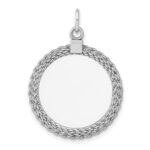 Sterl Silver Rh-plt Engraveable Round with Rope Polished Front/Back Disc - Image 3
