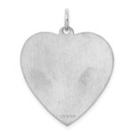 Sterling Silver Rhod-plated Eng. Heart Polish Front/Satin Back Disc Charm - Image 4