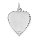 Sterling Silver Rh-plt Engraveable Heart Polished Front/Back Disc Charm - Image 4