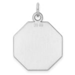 SS Rh-plt Engraveable Octagon Polished Front/Satin Back Disc Charm - Image 4
