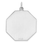SS Rh-plt Engraveable Octagon Polished Front/Satin Back Disc Charm - Image 4