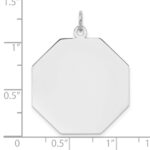 SS Rh-plt Engraveable Octagon Polished Front/Satin Back Disc Charm - Image 3