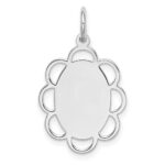 Sterling Silver Rh-plt Engraveable Polished Front/Satin Back Disc Charm