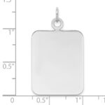 SS Rh-plt Engraveable Rectangle Polished Front/Satin Back Disc Charm - Image 3
