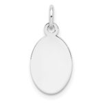 Sterl Silver Rh-plt Engraveable Oval Polished Front/Satin Back Disc Charm