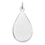 SS Rh-plt Engraveable Teardrop Polished Front/Satin Back Disc Charm