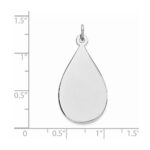 SS Rh-plt Engraveable Teardrop Polished Front/Satin Back Disc Charm - Image 3