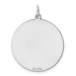 Sterling Silver Rhod-plated ENG. Round Polish Front/Satin Back Disc Charm - Image 6