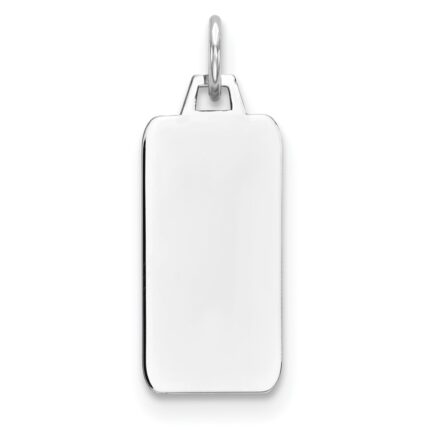 Sterling Silver Rhod-plate Eng. Rect. Polish Front & Back Disc Charm