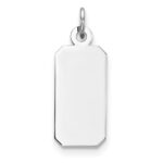 Sterling Silver Rhod-plate Eng. Rect. Polish Front/Satin Back Disc Charm