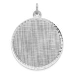 Sterling Silver Rhod-plated Eng. Rnd Patterned Polish Front/Satin Back Disc