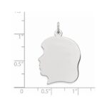 Sterling Silver Rhod-plate Eng. Girl Polished Front/Satin Back Disc Charm - Image 3