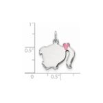 Sterling Silver Rhod-plate Pink Enamel Left Facing Girl Head Disc Charm - Image 3