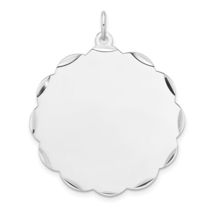Sterling Silver Rh-plt Engraveable Polished Front/Satin Back Disc Charm