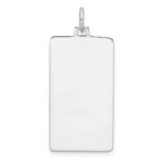 Sterling Silver Rhod-plate Eng. Rect. Polish Front/Satin Back Disc Charm