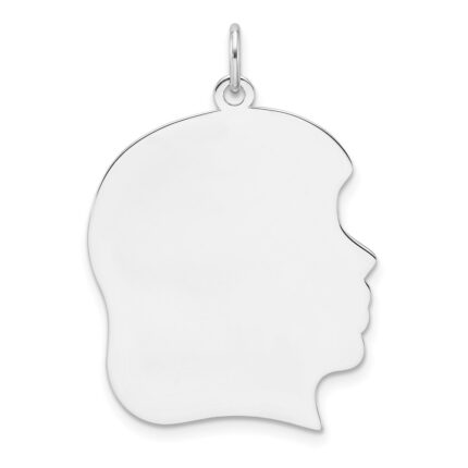 Sterl Silver Rh-plt Engraveable Girl Polished Front/Satin Back Disc Charm