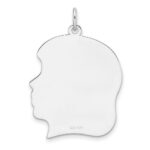 Sterling Silver Rh-plt Engraveable Girl Disc Charm Polish on Front/Back - Image 2