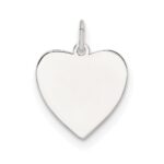 SS Rhod-plated Eng. Heart Polish Front/Satin Back Disc Charm