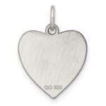 SS Rh-plt Engraveable Heart Polished Front/Satin Back Disc Charm - Image 3