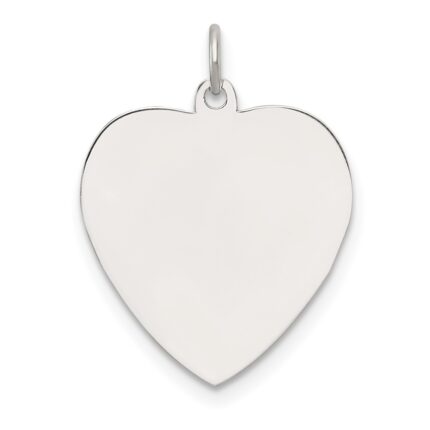 Sterling Silver Rhod-plated Eng. Heart Polish Front/Satin Back Disc Charm