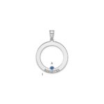 SS/Rhodium-plated 1 Birthstone Circle with SS Bezel Family Pendant