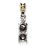 Sterling Silver Antiqued w/14k 2-stone w/Diamond Mothers Pendant Semi-Mount - Image 5