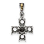 Sterling Silver Antiqued w/14k 5-stone w/Diamond Mothers Pendant Semi-Mount - Image 5