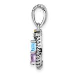 Sterling Silver Antiqued w/14k 2-stone w/Diamond Mothers Pendant Semi-Mount - Image 3