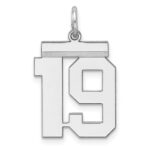 Sterling/Silver Rhodium-plated Polished Number 19 Charm