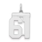 Sterling/Silver Rhodium-plated Polished Number 61 Charm