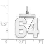 Sterling/Silver Rhodium-plated Polished Number 64 Charm - Image 3