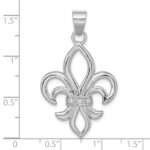 Sterling Silver Rhodium-platedCZ Fleur de Lis Pendant - Image 3