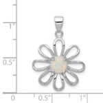 Sterling Silver rhodium Plated Created Opal Daisy Slide - Image 3
