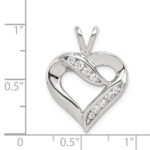 Sterling Silver Rhodium-plated CZ Heart Pendant - Image 3