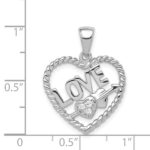 Sterling Silver Rhodium-plated CZ Love Heart Pendant - Image 3